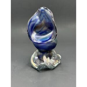 Vintage Anton & Sue Vojacek Hand Blown Art Glass Iridescent Vase Wisconsin